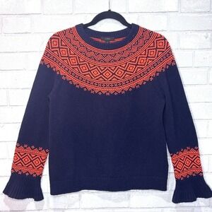 J Crew Fair Isle Nordic Wool Blnd Sweater‎ Womens XS Ski Academia Holiday Preppy